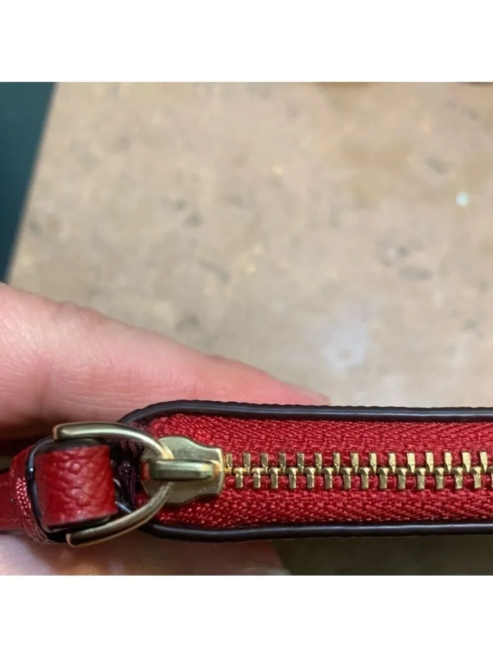 COACH Scarlet Red Pebbled Leather Wristlet